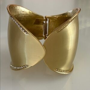 Chico's Gold Cuff Bracelet with Crystal Details